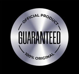 Holographic sticker. Cool Y2k Patches With Gradient Shiny Texture. Guaranteed Silver Emblem or Label. Geometric Round Label or Mockup. Realistic vector illustration