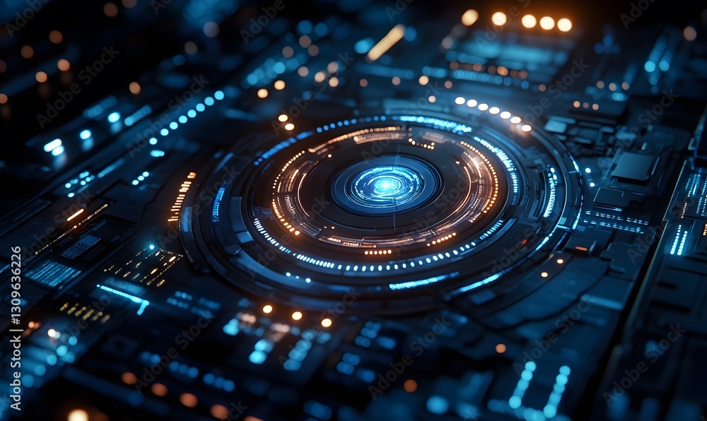 Aufkleber abstract futuristic technology with digital circuit board design and glowing elements
