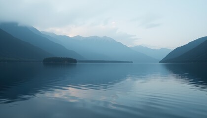 Obraz premium Misty Mountain Lake at Dawn