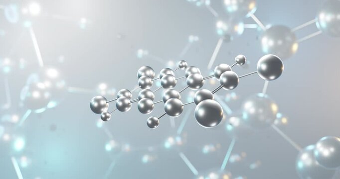 Dioxin rotating 3d molecule, molecular structure of organic pollutant, seamless video