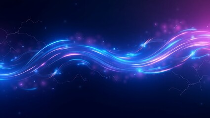 Obraz premium Abstract blue background with glowing lines. Generative Ai.