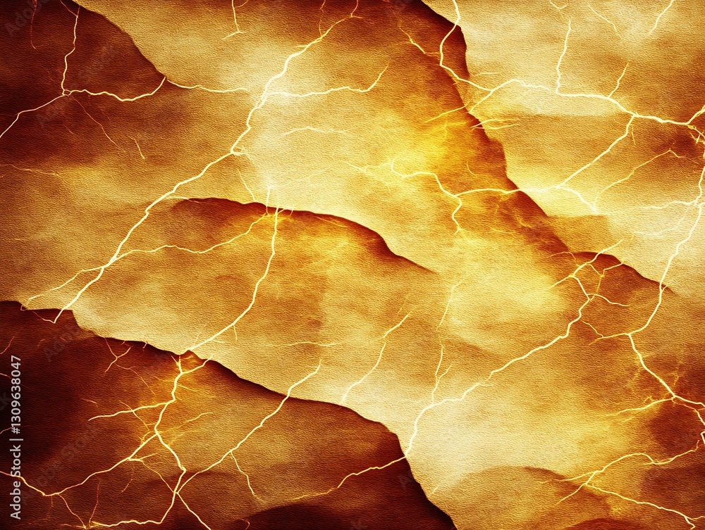 Poster intricate gold texture with lightning effects for abstract background use