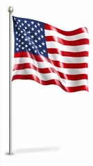 Fototapeta premium Patriotic Waving United States Flag on a Pole Symbolizing Freedom and National Pride Illustration