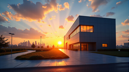 Obraz premium Modern Building at Sunset
