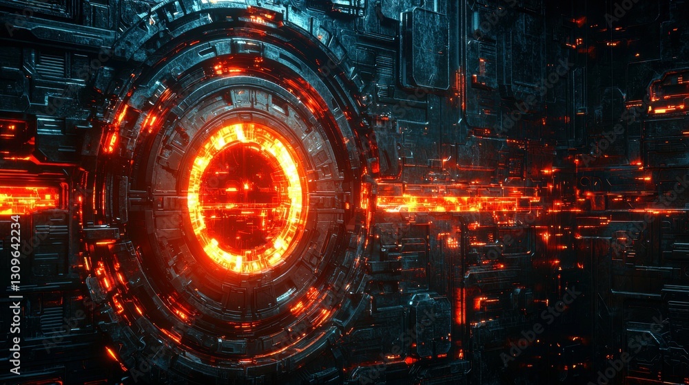 Aufkleber sci fi portal to another dimension machine interface energy conduit complex futuristic technology