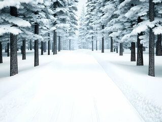 Snowy Forest Path 3D Illustration