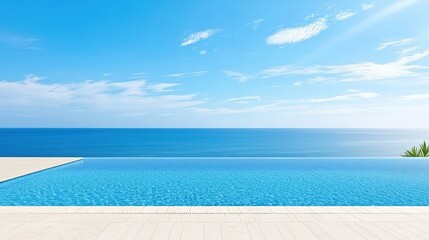 Fototapeta premium Luxury infinity pool with breathtaking ocean view, tranquil escape to paradise
