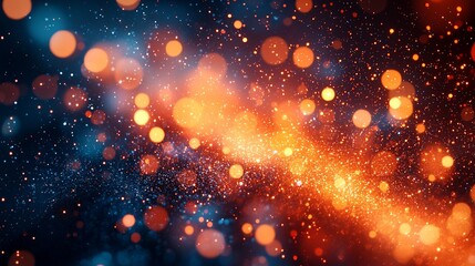 Fototapeta premium Abstract bokeh background with orange and blue lights.