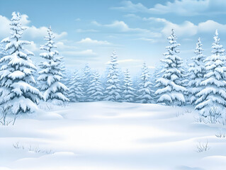 Naklejka premium Snowy Winter Forest Illustration