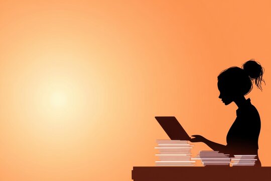Minimalist illustration of a referent secretary managing documents and schedules efficiently