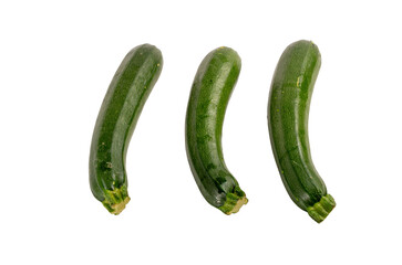 On a white background are depicted zucchini. They are all the same length and are located next to each other.