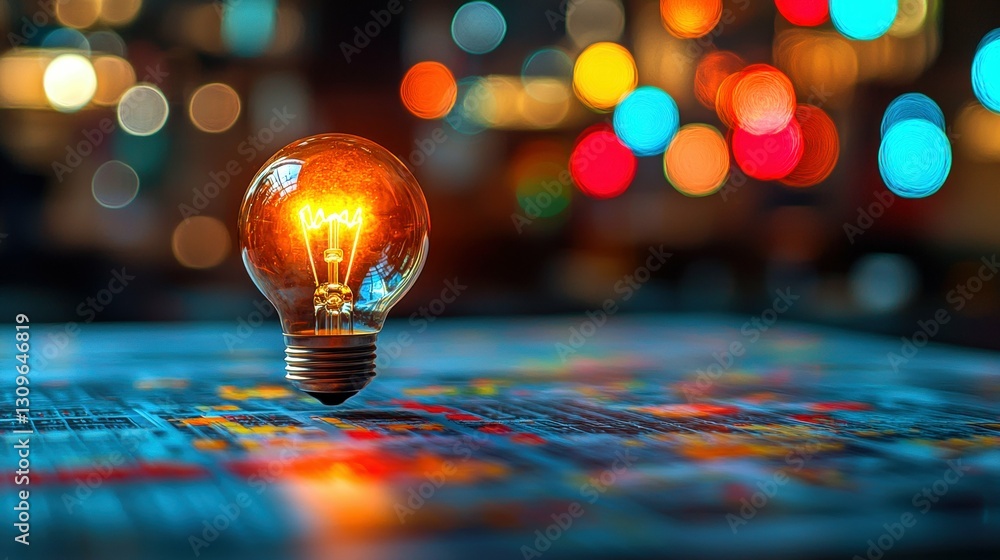 Aufkleber illuminated filament bulb sparking a vision of innovation and bright ideas on data platform