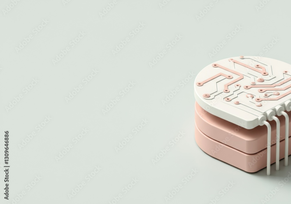 Poster modern circuit board design with a minimalist aesthetic and soft colors