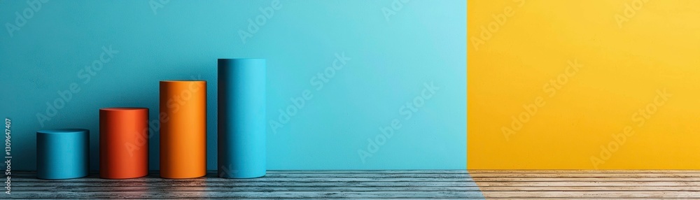 Aufkleber colorful cylindrical graph rising against a textured backdrop for data visualization and presentatio