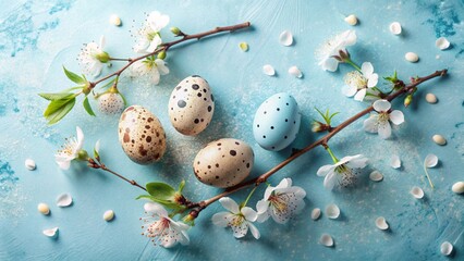 Fototapeta premium Easter eggs on Easter background generative ai