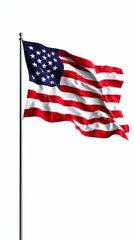 Obraz premium United States National Symbol Waving Under Clear Sky Iconic Red White Blue Stripes and Stars Emblem