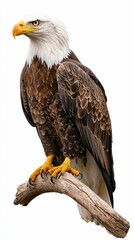 Fototapeta premium Bald Eagle Perched on Branch Bird of Prey American Symbol Wildlife Avian Predator Nature Icon