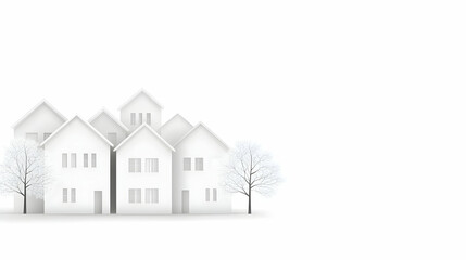 White Houses Winter 3D Illustration