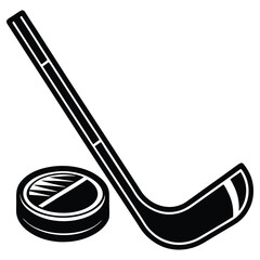 a hockey stick and puck icon vector