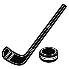 a hockey stick and puck icon vector