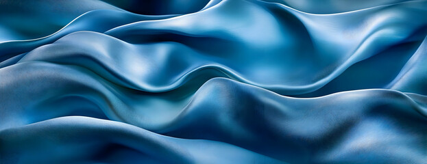 Obraz premium Blue silk waves, fabric texture background