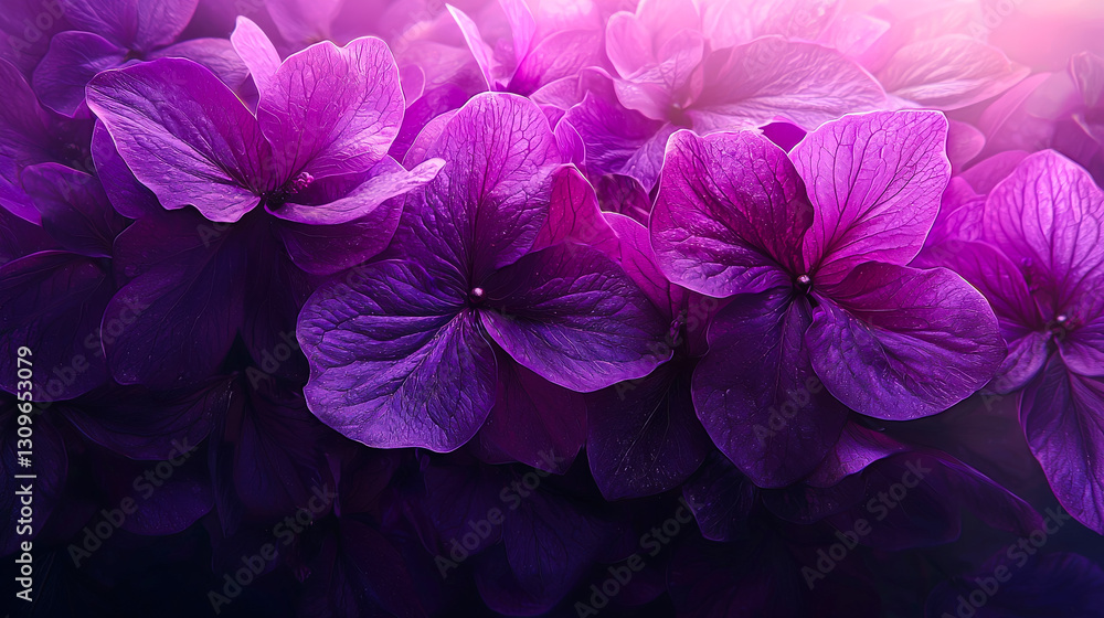 Aufkleber purple hydrangea blooms create a vibrant display in a garden setting during early summer