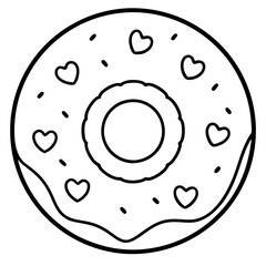 Love-Themed Donut Vector Line Art