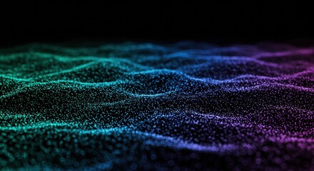 Fototapeta premium Luminescent Waves: Digital Ocean with Glowing Particles and Gradient Hues