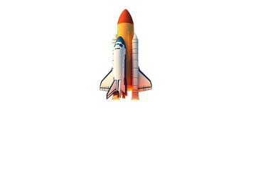 Obraz premium Shuttle launch 3D rocket in space and clouds Business startup and business growth concept, isolated on white and transparent background, ai generate