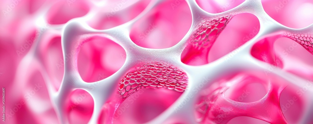 Poster abstract cellular network connection in pink and white close up creative render