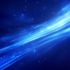 Abstract Blue Light Streaks and Glowing Particles Background