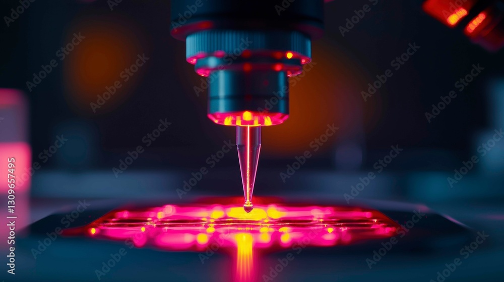 Poster precise laboratory analysis with advanced microscope technology and red light illumination system