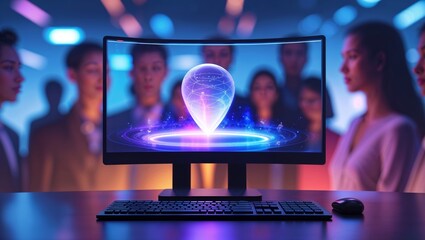 Digital technology display sparks interest among professionals in a conference setting