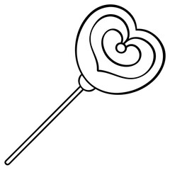 Minimalist Heart Lollipop Line Art with Sweet Swirls
