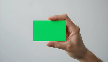 Holding Green Card Mockup in Hand Isolated for Custom Design