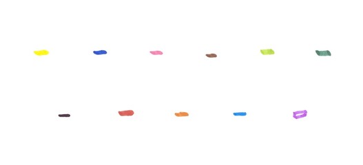 Hyphen Symbol Set, Hand-drawn Colorful Marker Glyphs on White Background