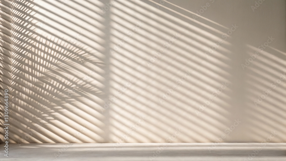 Poster minimal shadow patterns from window blinds create artistic effect on wall