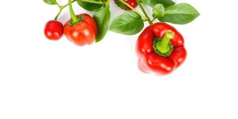 Single vibrant red bell pepper isolated on pure white background, nutrition, bell pepper