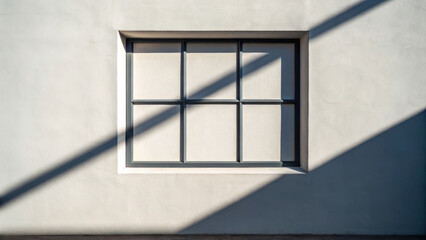 Fototapeta premium shadow of window frame creates striking pattern on blank wall, enhancing minimalist aesthetic