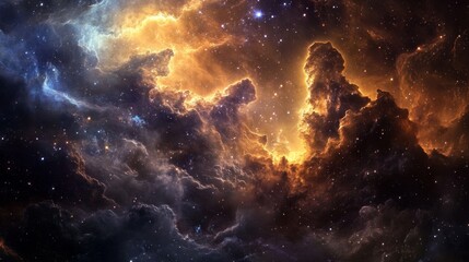 Fototapeta premium Ethereal Cosmic Ballet with Celestial Clouds and Dazzling Stars