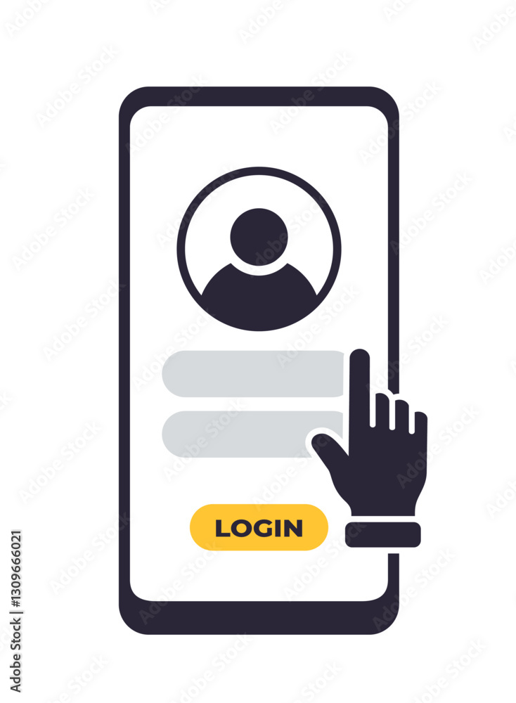 Poster app interface template. graphical user interface of login or registration window in mobile app on sm