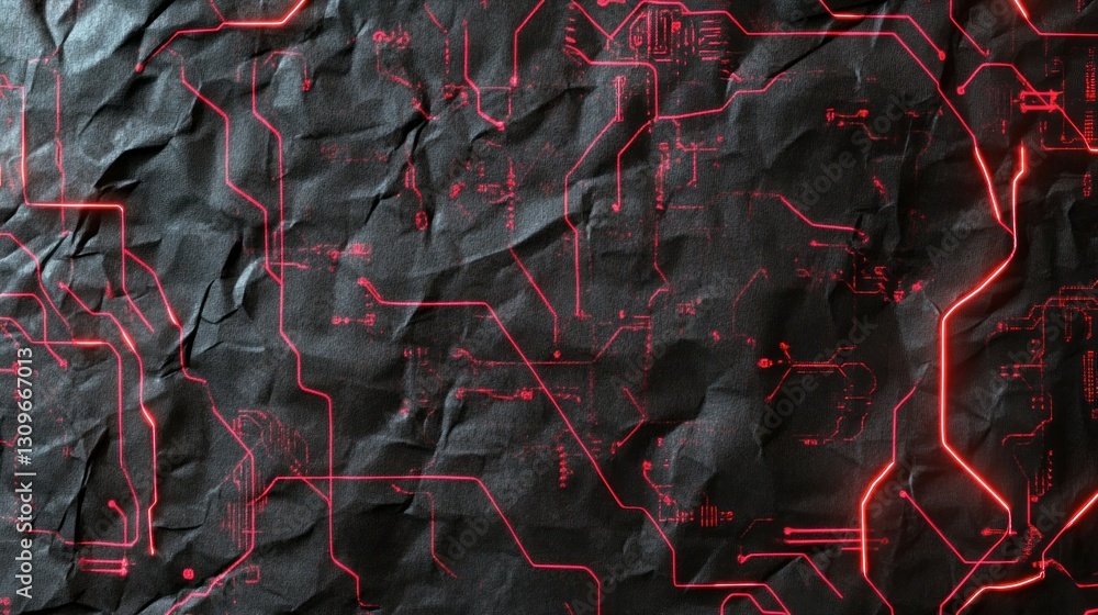 Poster background texture decorated with electric neon circuit lines running through the design wallpaper a