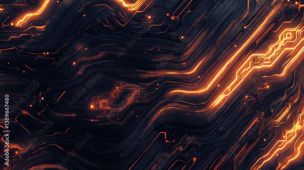 Poster wooden background with subtle neon circuits, leaving open sections for further customization wallpap