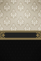 Elegant retro style background with patterns and decorative border.
