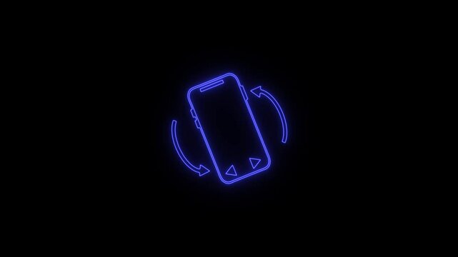 Glowing neon rotate phone animation perianth rotate your phone landscape portrait for better experience 4k social media videos.