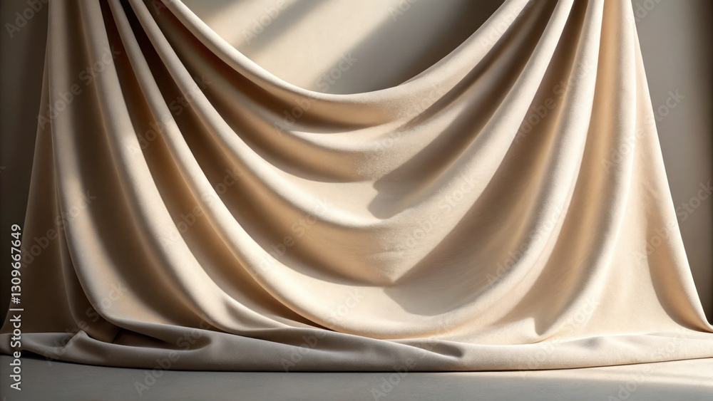 Aufkleber soft fabric folds with gentle shadows create cozy and inviting atmosphere. warm tones enhance serene