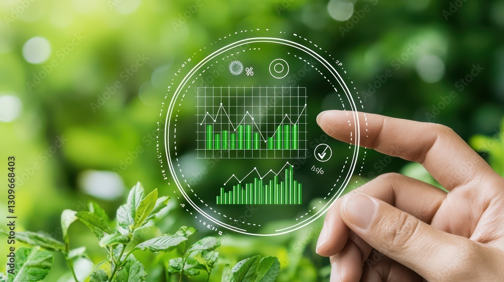 Poster analytical shot showing energy storage systems with data graphs on green background