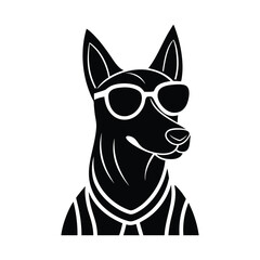 Cool Doberman Dog Silhouette with Sunglasses and Bandana - Trendy Vector Illustration for Logos, Apparel, and Modern Designs