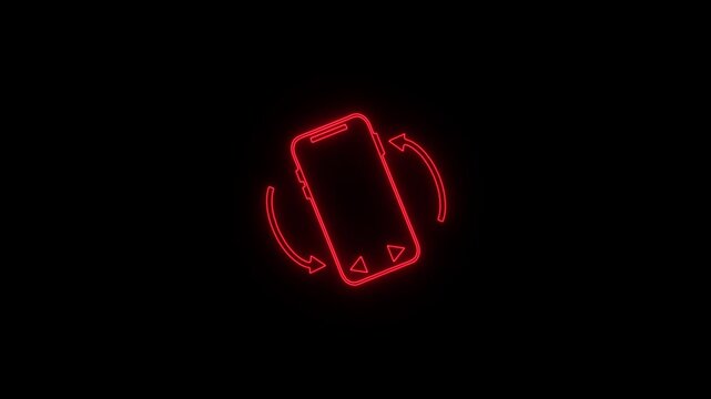 Glowing neon rotate phone animation perianth rotate your phone landscape portrait for better experience 4k social media videos.