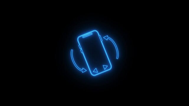 Glowing neon rotate phone animation perianth rotate your phone landscape portrait for better experience 4k social media videos.